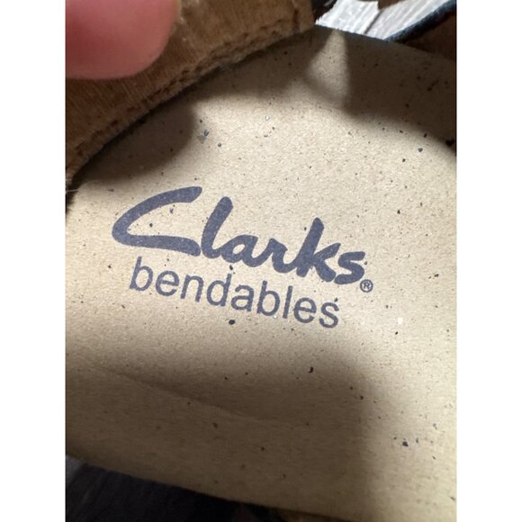 Clarks Bendables Navy Blue Leather Strap Wedge Sandals #65597 Womens 7W READ - Picture 5 of 6